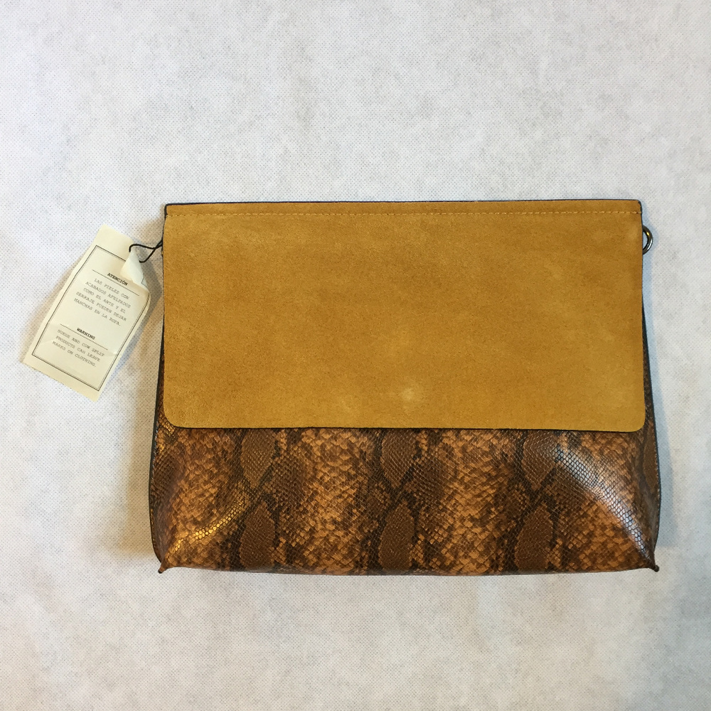 NWT Cow Skin Alligator Large Clutch